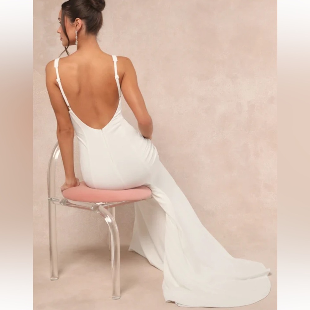 Safine White Backless Mermaid Maxi Dress